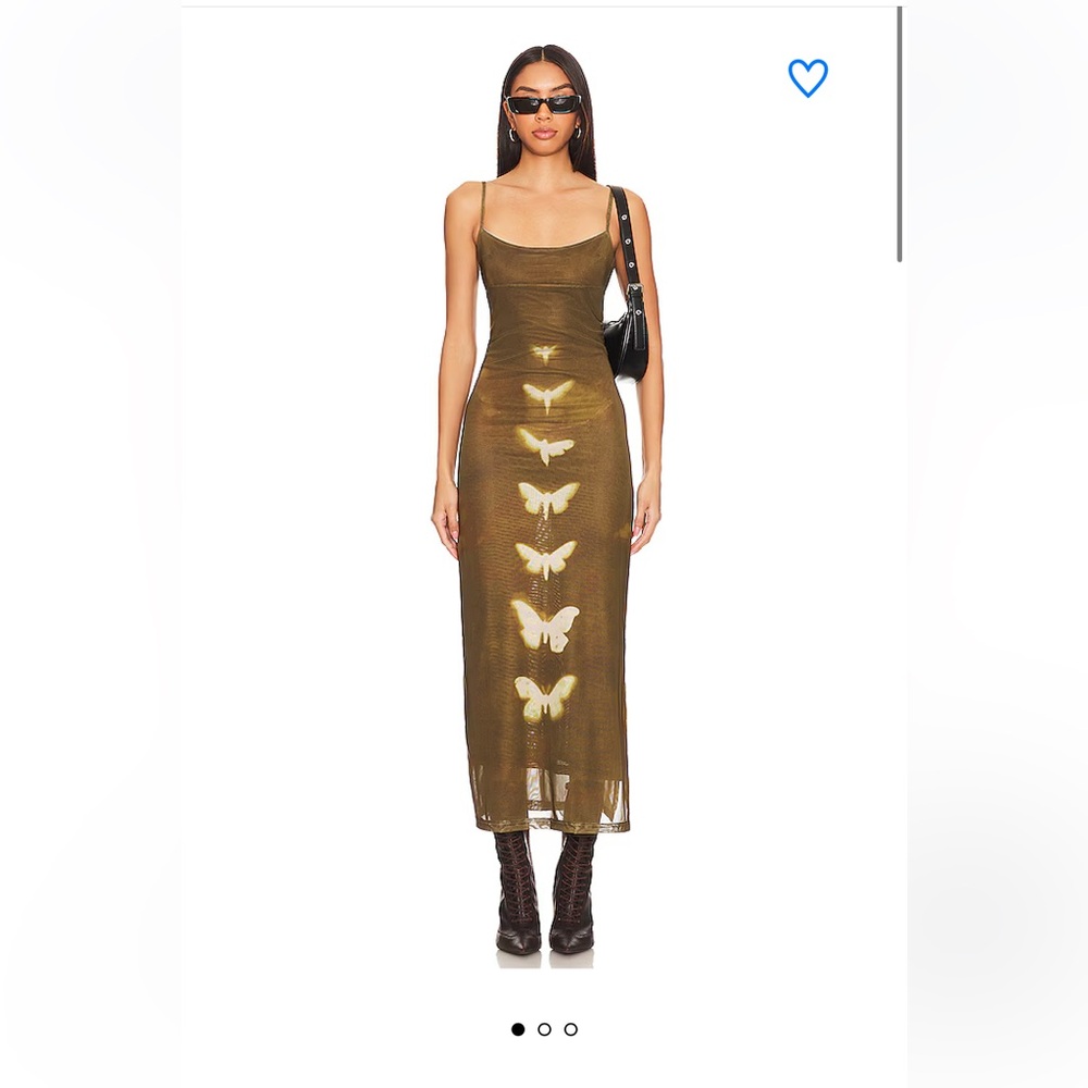 Superdown Jocelyn Butterfly Maxi Dress Brown Olive Butterfly Dress Small - Picture 2 of 15